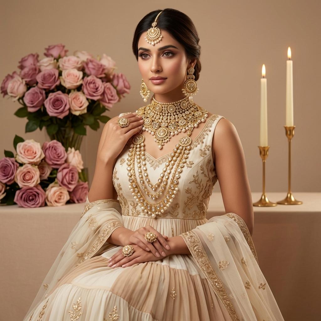 AI Model for Glamorous GoldLook Full Jewelry Set