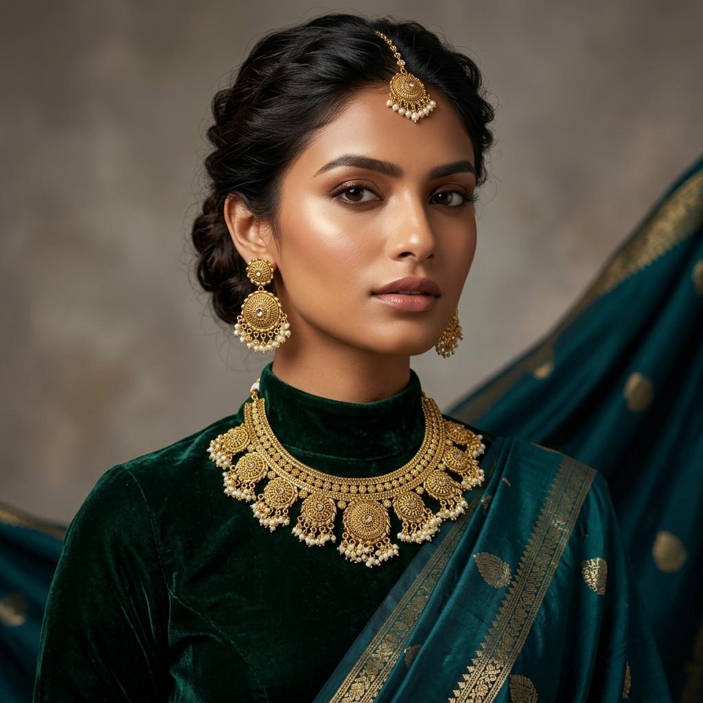AI Model for Exquisite GoldLook Necklace Set
